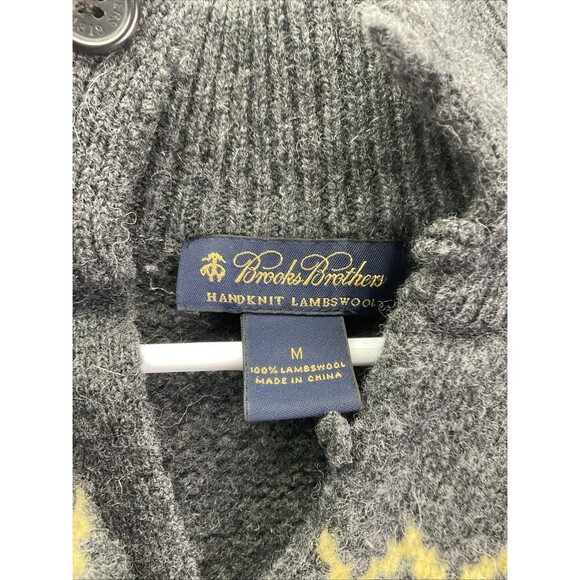 Brooks Brothers Handknit Lambswool 5 Button W/ Loop Mock Neck Medium - Picture 2 of 8